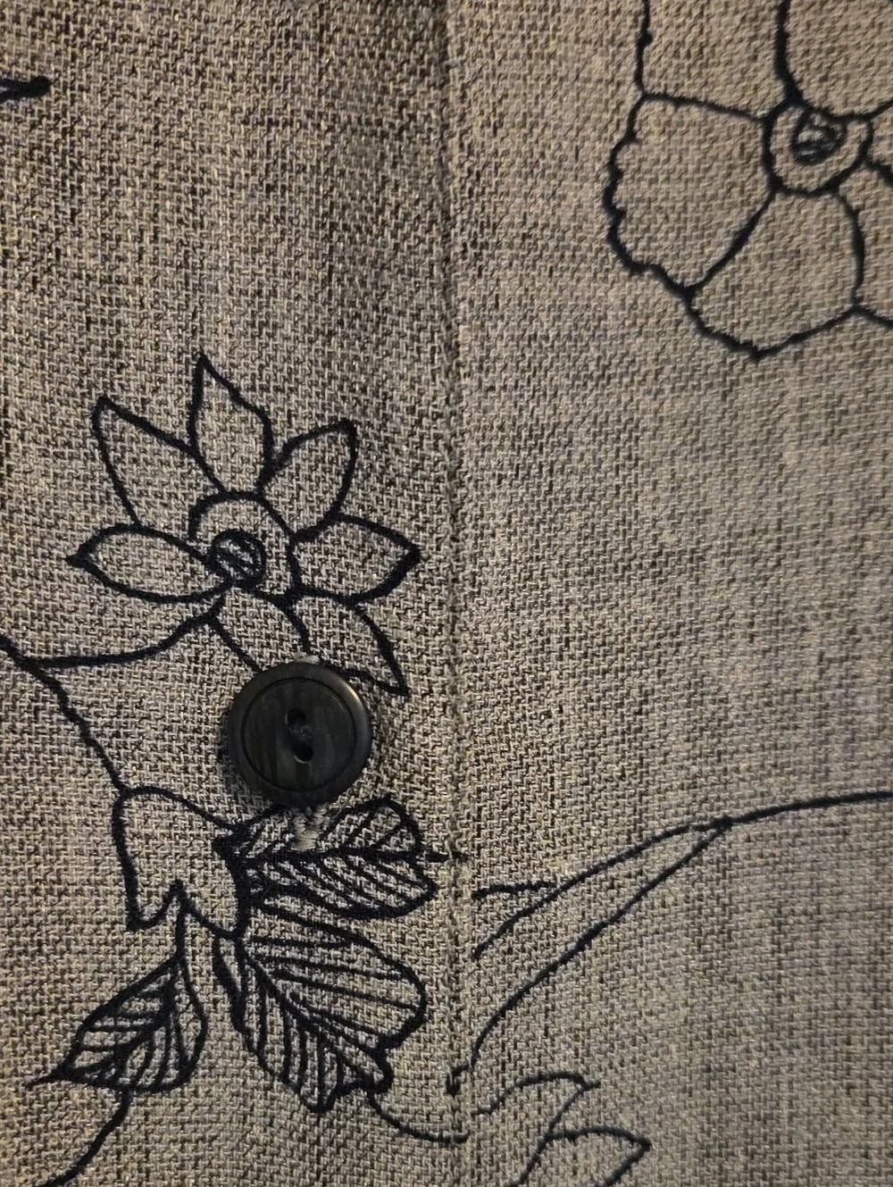 NWOT Draper's & Damon's Navy Blue Floral Embroidered Button-Front Shirt - Picture 8 of 8